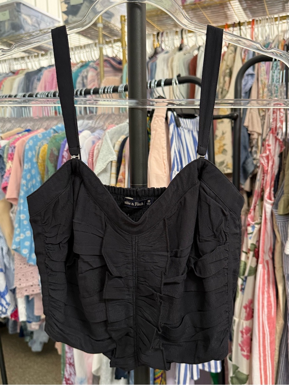 Abercrombie & Fitch Black Smocked Tank Top